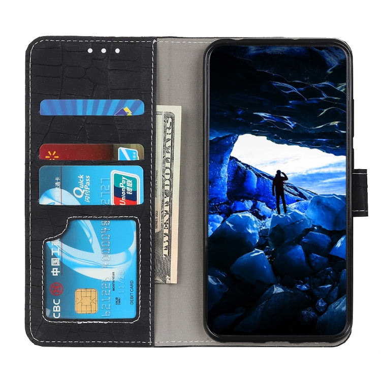 For OPPO A16 Magnetic Crocodile Texture Horizontal Flip Leather Case with Holder & Card Slots & Wallet(Black) - OPPO Cases by buy2fix | Online Shopping UK | buy2fix