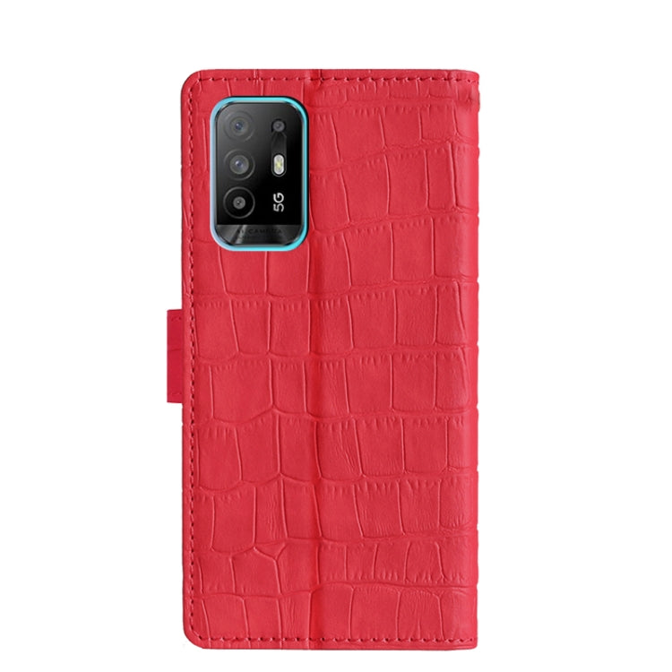 For OPPO A94 5G / F19 Pro+ / Reno5 Z Skin Feel Crocodile Texture Magnetic Clasp Horizontal Flip PU Leather Case with Holder & Card Slots & Wallet(Red) - OPPO Cases by buy2fix | Online Shopping UK | buy2fix