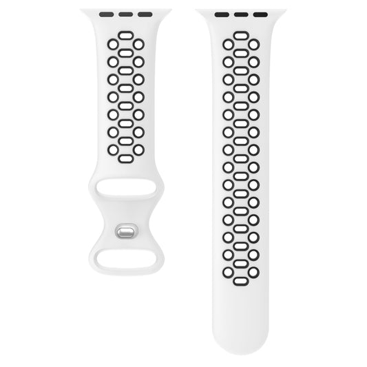 Two-color 8-buckle Silicone Watch Band For Apple Watch Series 9&8&7 41mm / SE 3&SE 2&6&SE&5&4 40mm / 3&2&1 38mm(White Black) by buy2fix