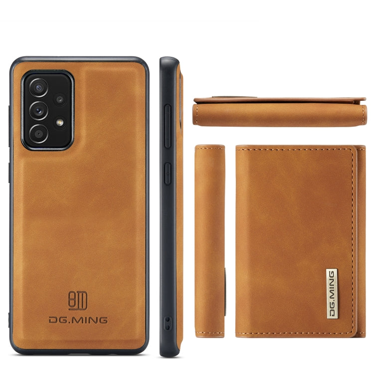 For Samsung Galaxy A52 5G / 4G DG.MING M1 Series 3-Fold Multi Card Wallet  Back Cover Shockproof Case with Holder Function(Brown) - Galaxy Phone Cases by DG.MING | Online Shopping UK | buy2fix