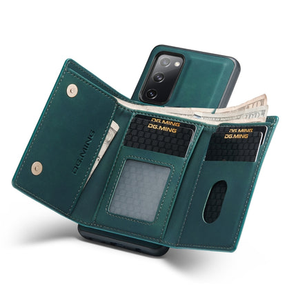 For Samsung Galaxy S20 FE DG.MING M1 Series 3-Fold Multi Card Wallet  Back Cover Shockproof Case with Holder Function(Green) - Galaxy S20 FE Cases by DG.MING | Online Shopping UK | buy2fix