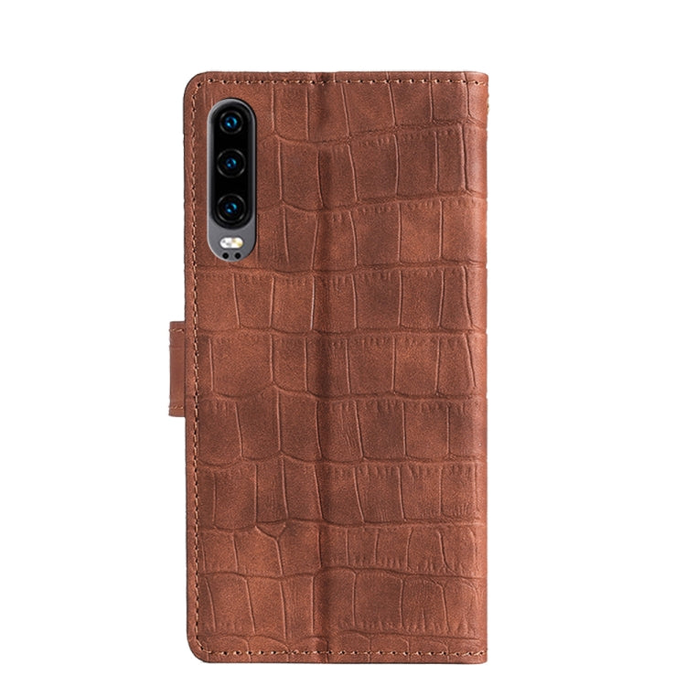 For Huawei P30 Skin Feel Crocodile Texture Magnetic Clasp Horizontal Flip PU Leather Case with Holder & Card Slots & Wallet(Brown) - Huawei Cases by buy2fix | Online Shopping UK | buy2fix