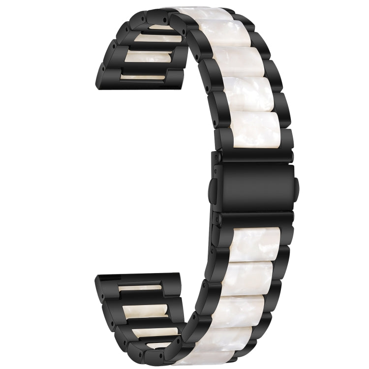 For Samsung Smart Watch 22mm Three-beads Steel + Resin Watch Band(Black White) - Watch Bands by buy2fix | Online Shopping UK | buy2fix