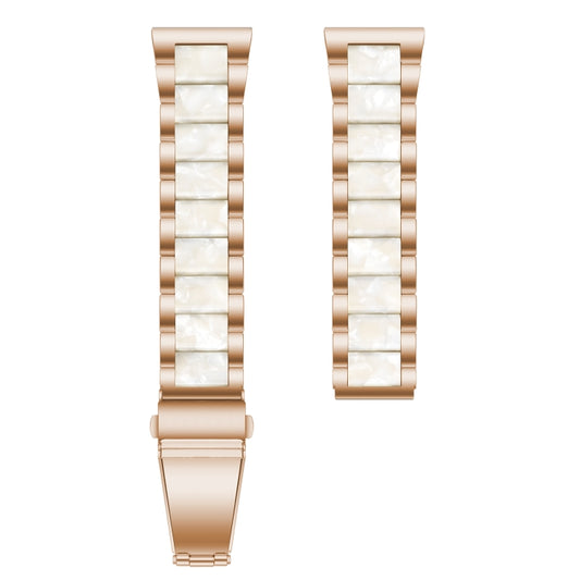For Samsung Smart Watch 22mm Three-beads Steel + Resin Watch Band(Rose Gold White) by buy2fix