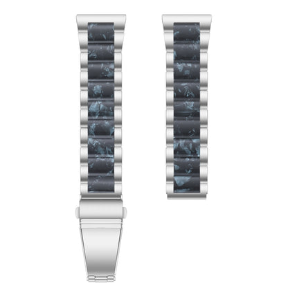 For Samsung Smart Watch 22mm Three-beads Steel + Resin Watch Band(Silver Blue) - Watch Bands by buy2fix | Online Shopping UK | buy2fix