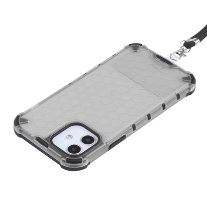For iPhone 12 / 12 Pro Shockproof Honeycomb PC + TPU Case with Neck Lanyard(Grey) by buy2fix