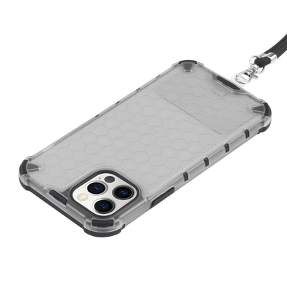 For iPhone 12 Pro Max Shockproof Honeycomb PC + TPU Case with Neck Lanyard(Grey) by buy2fix
