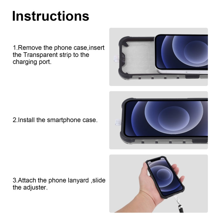 For iPhone 12 Pro Max Shockproof Honeycomb PC + TPU Case with Neck Lanyard(Grey) by buy2fix