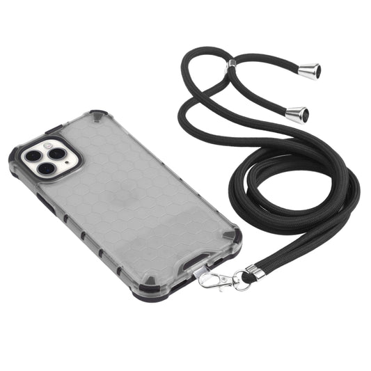 For iPhone 11 Pro Shockproof Honeycomb PC + TPU Case with Neck Lanyard (Grey) by buy2fix
