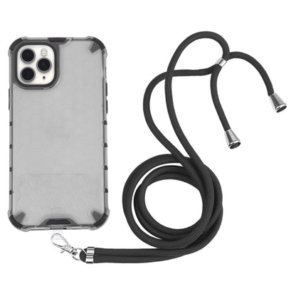 For iPhone 11 Pro Max Shockproof Honeycomb PC + TPU Case with Neck Lanyard (Grey) by buy2fix