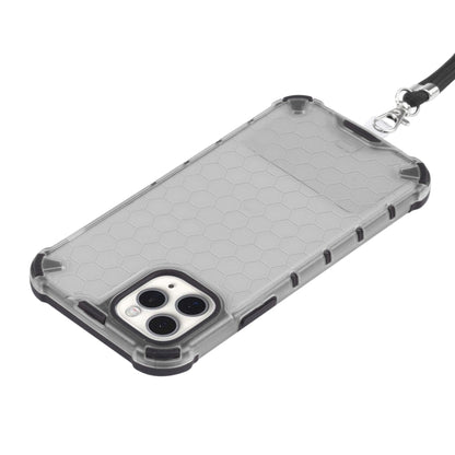 For iPhone 11 Pro Max Shockproof Honeycomb PC + TPU Case with Neck Lanyard (Grey) by buy2fix