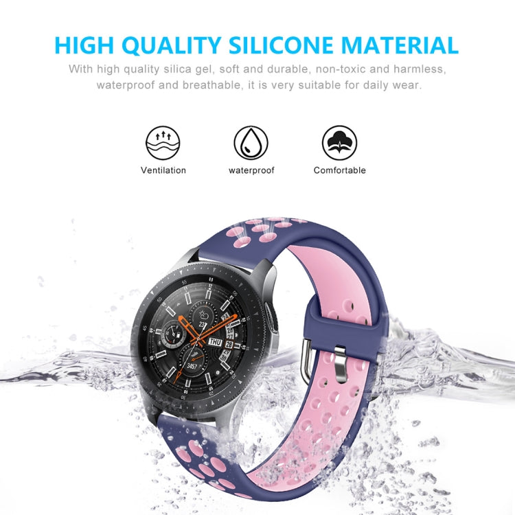 For Galaxy Watch 46 / S3 / Huawei Watch GT 1 / 2 22mm Smart Watch Silicone Double Color Watch Band, Size:L(Black Pink) - Watch Bands by buy2fix | Online Shopping UK | buy2fix