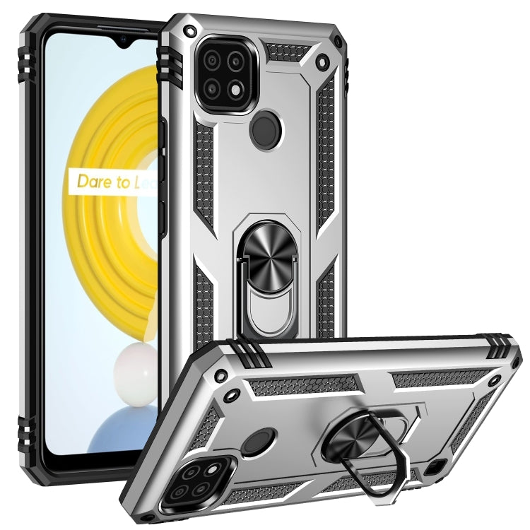 For OPPO Realme C21 Shockproof TPU + PC Protective Case with 360 Degree Rotating Holder(Silver) - Realme Cases by buy2fix | Online Shopping UK | buy2fix