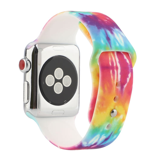 Silicone Painted Pattern Watch Band For Apple Watch Series 9&8&7 41mm / SE 3&SE 2&6&SE&5&4 40mm / 3&2&1 38mm(E) by buy2fix