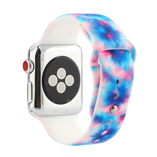 Silicone Painted Pattern Watch Band For Apple Watch Series 9&8&7 41mm / SE 3&SE 2&6&SE&5&4 40mm / 3&2&1 38mm(J) by buy2fix