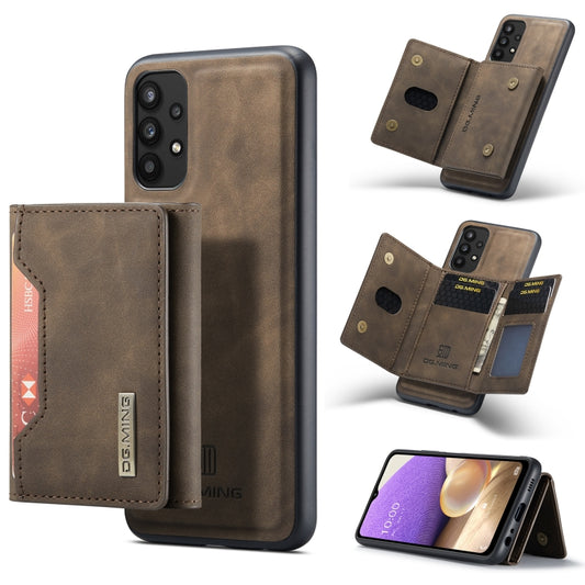 For Samsung Galaxy A32 5G DG.MING M2 Series 3-Fold Multi Card Bag Back Cover Shockproof Case with Wallet & Holder Function(Coffee) - Galaxy Phone Cases by DG.MING | Online Shopping UK | buy2fix