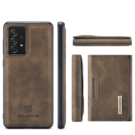For Samsung Galaxy A52 5G / 4G DG.MING M2 Series 3-Fold Multi Card Bag + Back Cover Shockproof Case with Wallet & Holder Function(Coffee) by DG.MING