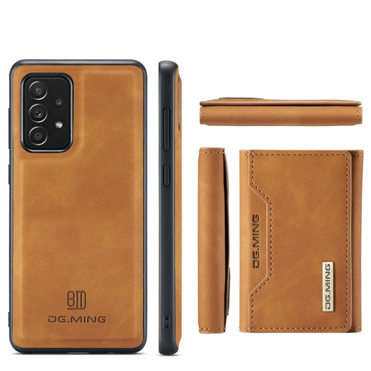 For Samsung Galaxy A52 5G / 4G DG.MING M2 Series 3-Fold Multi Card Bag + Back Cover Shockproof Case with Wallet & Holder Function(Brown) by DG.MING