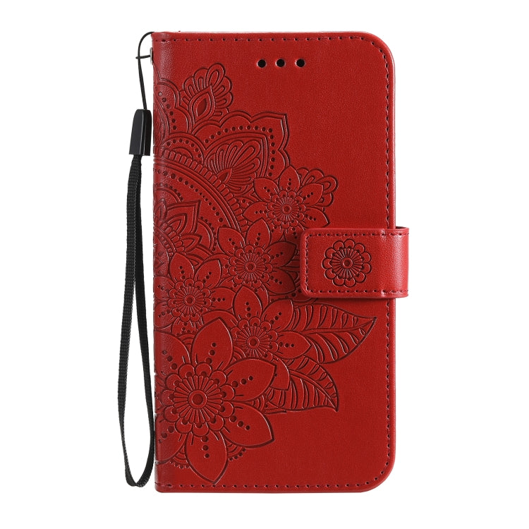 For Google Pixel 6 7-petal Flowers Embossing Pattern Horizontal Flip PU Leather Case with Holder & Card Slots & Wallet & Photo Frame(Red) by buy2fix