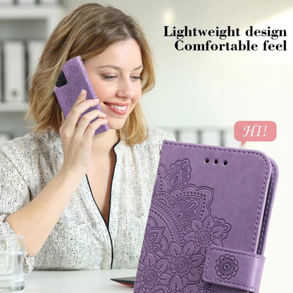 For Google Pixel 6 7-petal Flowers Embossing Pattern Horizontal Flip PU Leather Case with Holder & Card Slots & Wallet & Photo Frame(Light Purple) - Google Cases by buy2fix | Online Shopping UK | buy2fix