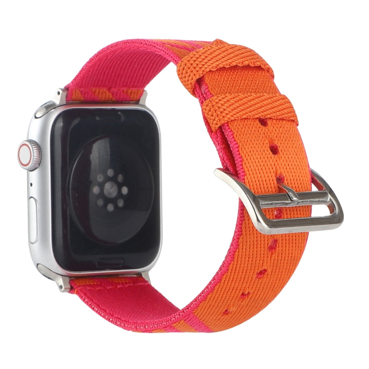 Nylon Single Loop Watch Band For Apple Watch Ultra 49mm&Watch Ultra 2 49mm / Series 9&8&7 45mm / SE 3&SE 2&6&SE&5&4 44mm / 3&2&1 42mm(Orange+Pink) - Watch Bands by buy2fix | Online Shopping UK | buy2fix