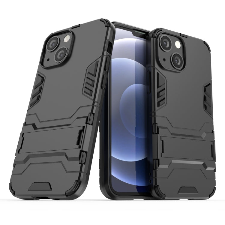 For iPhone 13 mini PC + TPU Shockproof Protective Case with Invisible Holder (Black) - iPhone 13 mini Cases by buy2fix | Online Shopping UK | buy2fix