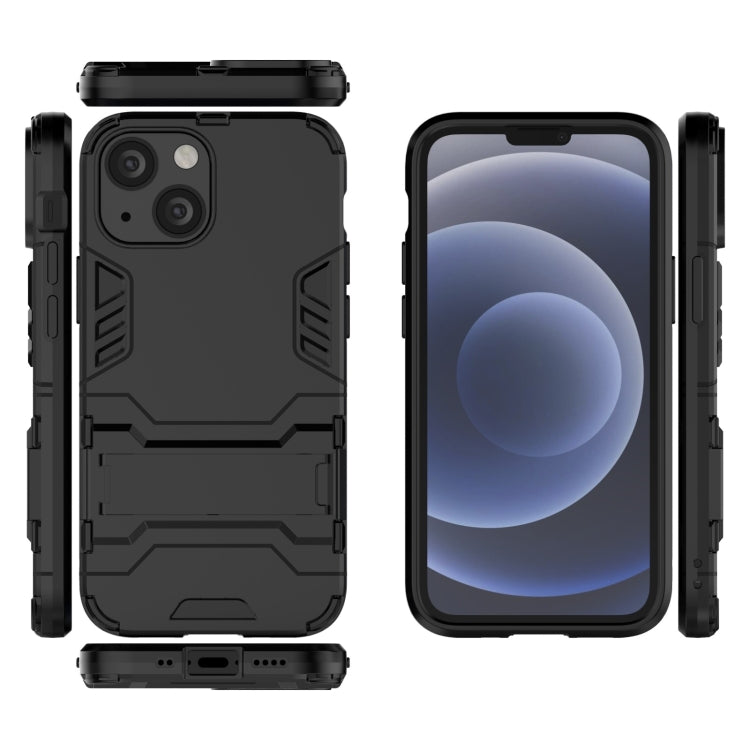 For iPhone 13 mini PC + TPU Shockproof Protective Case with Invisible Holder (Black) - iPhone 13 mini Cases by buy2fix | Online Shopping UK | buy2fix