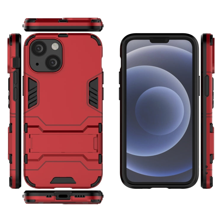 For iPhone 13 mini PC + TPU Shockproof Protective Case with Invisible Holder (Red) - iPhone 13 mini Cases by buy2fix | Online Shopping UK | buy2fix