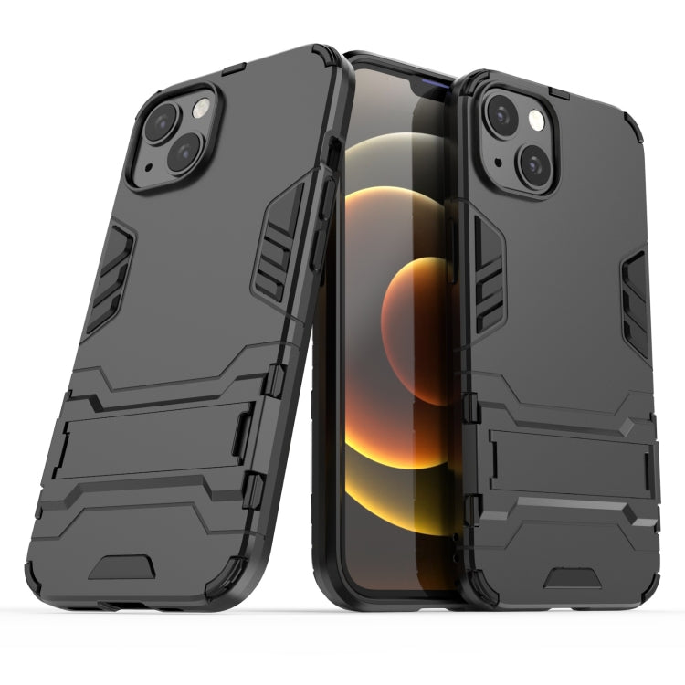 For iPhone 13 PC + TPU Shockproof Protective Case with Invisible Holder(Black) - iPhone 13 Cases by buy2fix | Online Shopping UK | buy2fix