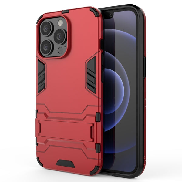 For iPhone 13 Pro PC + TPU Shockproof Protective Case with Invisible Holder (Red) by buy2fix