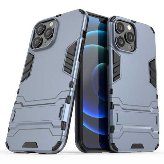 For iPhone 13 Pro Max PC + TPU Shockproof Protective Case with Invisible Holder (Navy Blue) by buy2fix