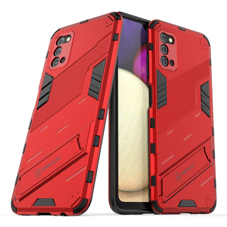 For Samsung Galaxy A03s EU Version Punk Armor 2 in 1 PC + TPU Shockproof Case with Invisible Holder(Red) by buy2fix