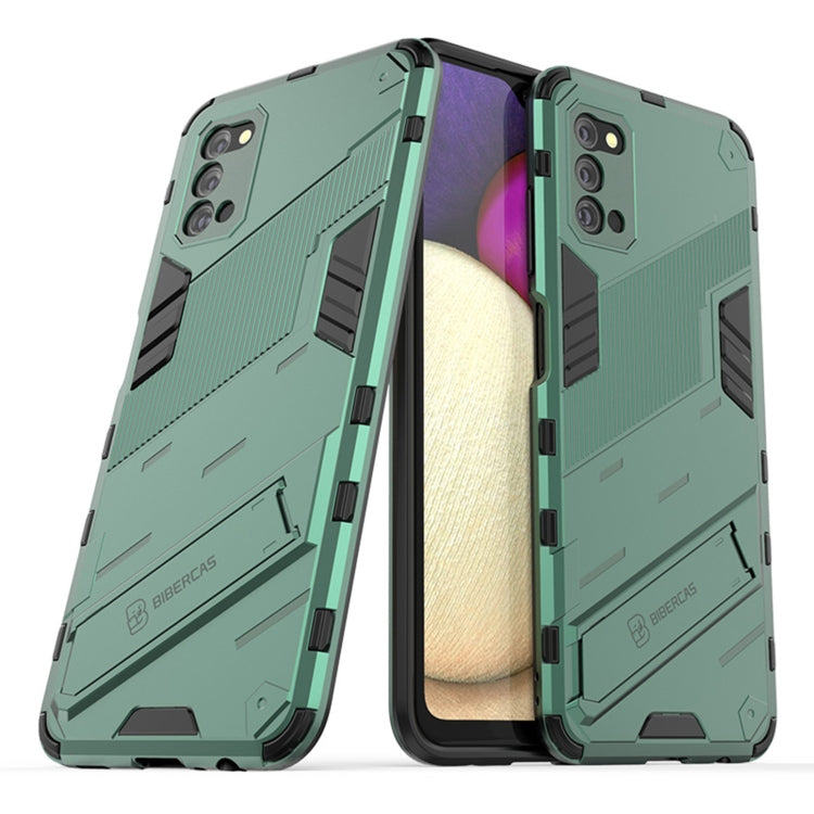 For Samsung Galaxy A03s EU Version Punk Armor 2 in 1 PC + TPU Shockproof Case with Invisible Holder(Green) by buy2fix