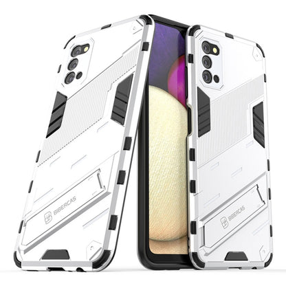 For Samsung Galaxy A03s EU Version Punk Armor 2 in 1 PC + TPU Shockproof Case with Invisible Holder(White) by buy2fix