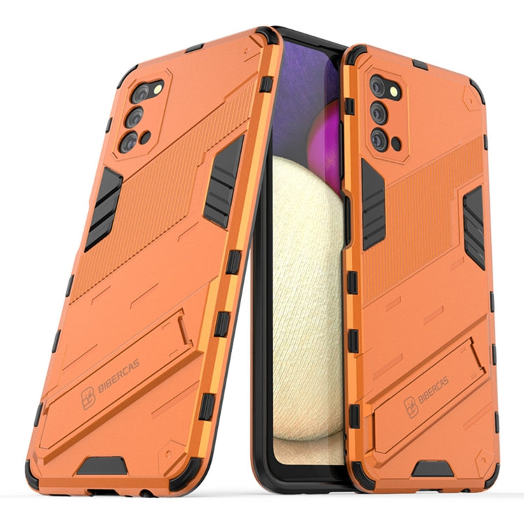 For Samsung Galaxy A03s EU Version Punk Armor 2 in 1 PC + TPU Shockproof Case with Invisible Holder(Orange) by buy2fix