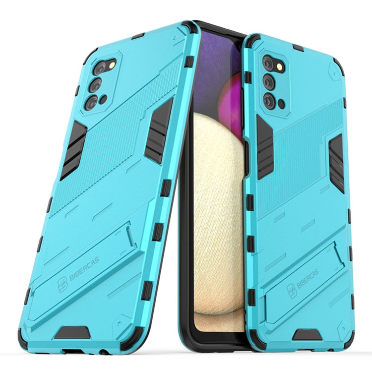 For Samsung Galaxy A03s EU Version Punk Armor 2 in 1 PC + TPU Shockproof Case with Invisible Holder(Blue) by buy2fix