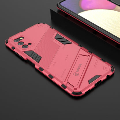 For Samsung Galaxy A03s EU Version Punk Armor 2 in 1 PC + TPU Shockproof Case with Invisible Holder(Light Red) by buy2fix