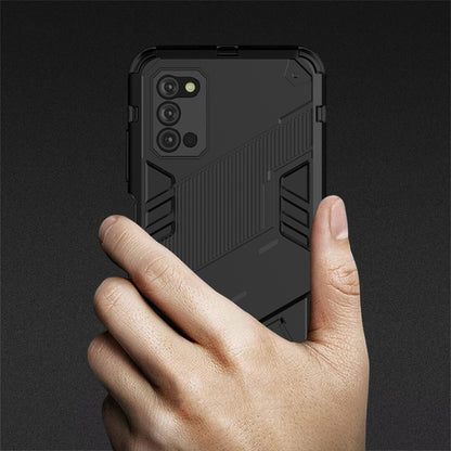 For Samsung Galaxy A03s EU Version Punk Armor 2 in 1 PC + TPU Shockproof Case with Invisible Holder(Black) by buy2fix