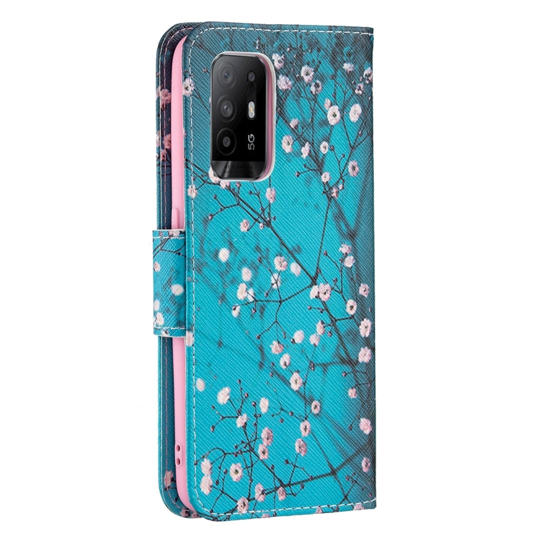 For OPPO A94 5G / Reno5 Z 5G / F19 Pro+ Colored Drawing Pattern Horizontal Flip Leather Case with Holder & Card Slots & Wallet(Plum Blossom) - OPPO Cases by buy2fix | Online Shopping UK | buy2fix