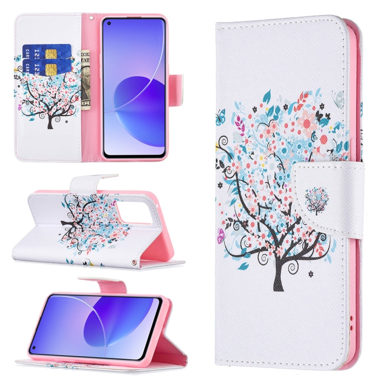 For OPPO Reno6 Colored Drawing Pattern Horizontal Flip Leather Case with Holder & Card Slots & Wallet(Tree) - OPPO Cases by buy2fix | Online Shopping UK | buy2fix