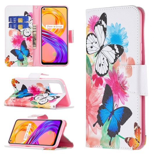 For OPPO Realme 8 / Realme 8 Pro Colored Drawing Pattern Horizontal Flip Leather Case with Holder & Card Slots & Wallet(Butterflies) - Realme Cases by buy2fix | Online Shopping UK | buy2fix