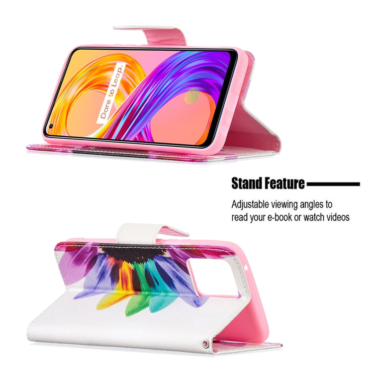 For OPPO Realme 8 / Realme 8 Pro Colored Drawing Pattern Horizontal Flip Leather Case with Holder & Card Slots & Wallet(Sun Flower) - Realme Cases by buy2fix | Online Shopping UK | buy2fix