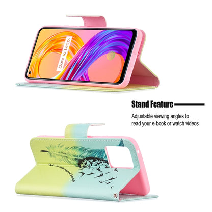 For OPPO Realme 8 / Realme 8 Pro Colored Drawing Pattern Horizontal Flip Leather Case with Holder & Card Slots & Wallet(Feather) - Realme Cases by buy2fix | Online Shopping UK | buy2fix