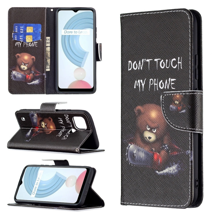 For OPPO Realme C21 / C20 Colored Drawing Pattern Horizontal Flip Leather Case with Holder & Card Slots & Wallet(Bear) - Realme Cases by buy2fix | Online Shopping UK | buy2fix