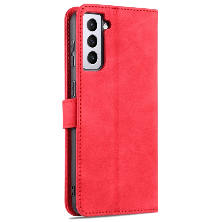 For Samsung Galaxy S21 FE 5G AZNS Skin Feel Calf Texture Horizontal Flip Leather Case with Card Slots & Holder & Wallet(Red) - Galaxy Phone Cases by AZNS | Online Shopping UK | buy2fix