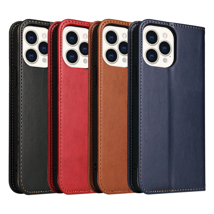 For iPhone 13 Pro Fierre Shann PU Leather Texture Horizontal Flip Leather Case with Holder & Card Slots & Wallet (Blue) by FIERRE SHANN
