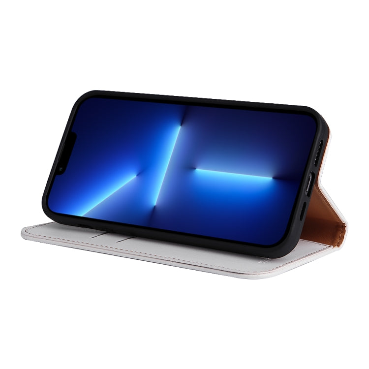 For iPhone 13 Pro Max Fierre Shann PU Leather Texture Horizontal Flip Leather Case with Holder & Card Slots & Wallet  (White) - iPhone 13 Pro Max Cases by FIERRE SHANN | Online Shopping UK | buy2fix