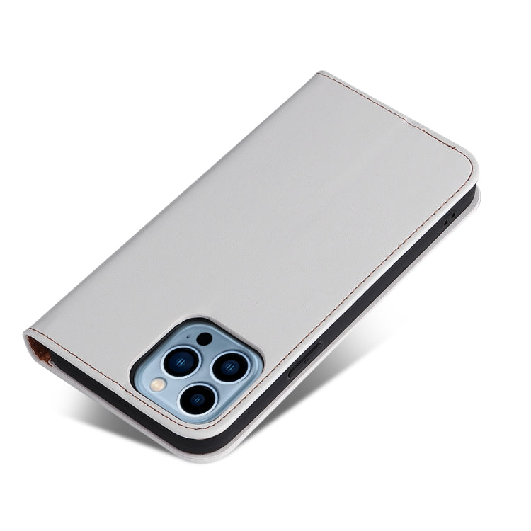 For iPhone 13 Pro Max Fierre Shann PU Leather Texture Horizontal Flip Leather Case with Holder & Card Slots & Wallet  (White) - iPhone 13 Pro Max Cases by FIERRE SHANN | Online Shopping UK | buy2fix