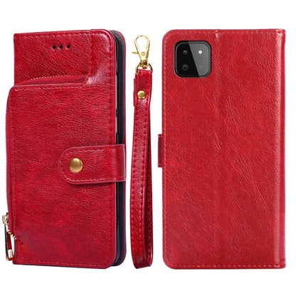 For Samsung Galaxy A22 5G Zipper Bag PU + TPU Horizontal Flip Leather Case with Holder & Card Slot & Wallet & Lanyard(Red) by buy2fix