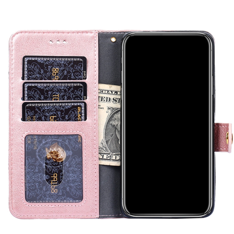 For Samsung Galaxy A22 5G Zipper Bag PU + TPU Horizontal Flip Leather Case with Holder & Card Slot & Wallet & Lanyard(Rose Gold) by buy2fix